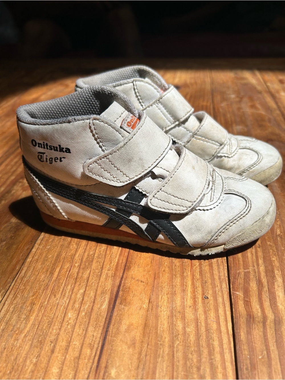 Onitsuka Tiger by Asics Kids White and Black Velcro High-Top Sneakers
